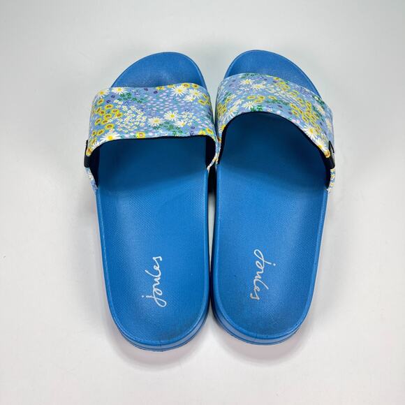 Joules Poolside Slide Blue Ditsy Floral Slip On Summer Sandals Women's Size 10 - Picture 6 of 8